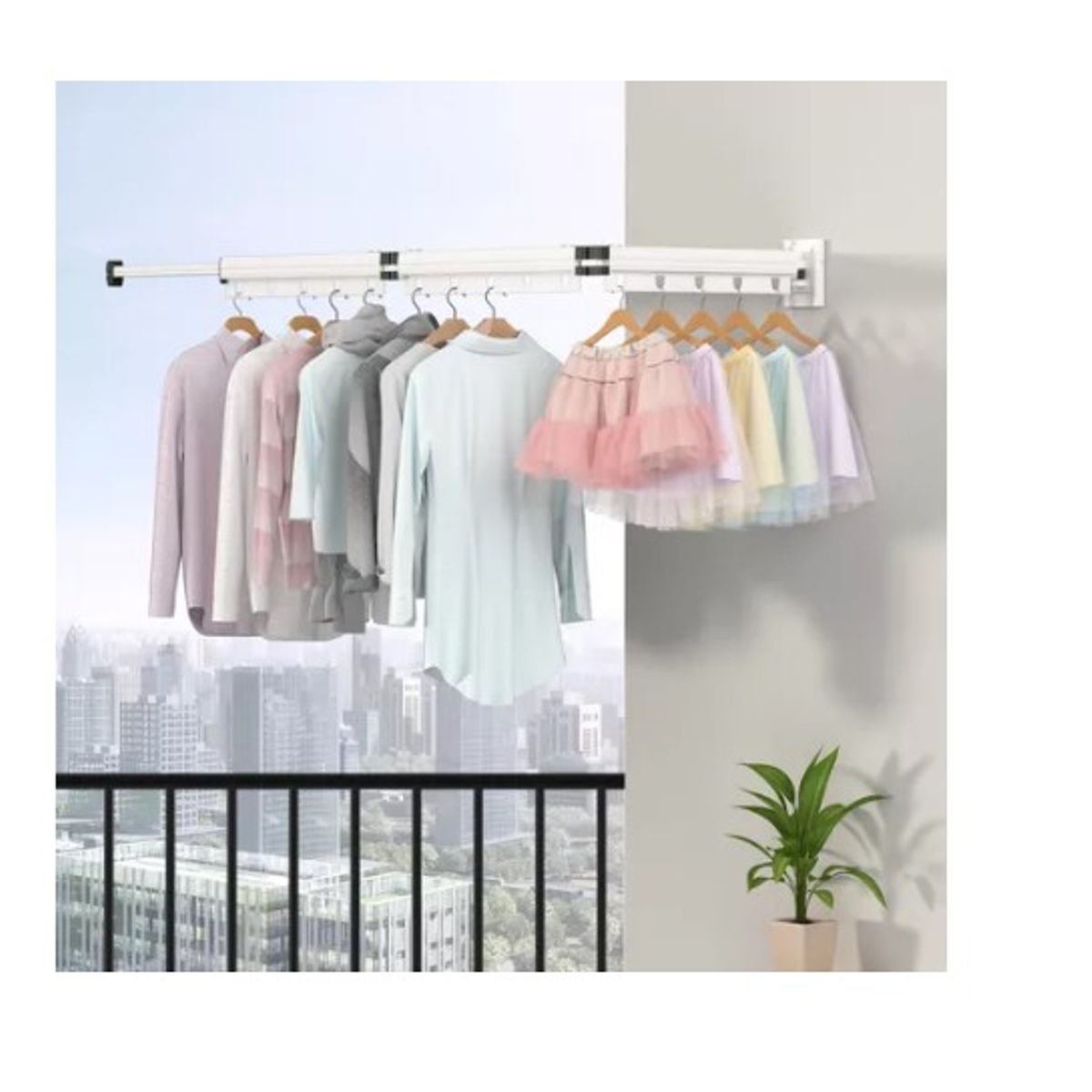 GENERICO - Tendedero Plegable Colgadores De Ropa  Ajustable Blanco