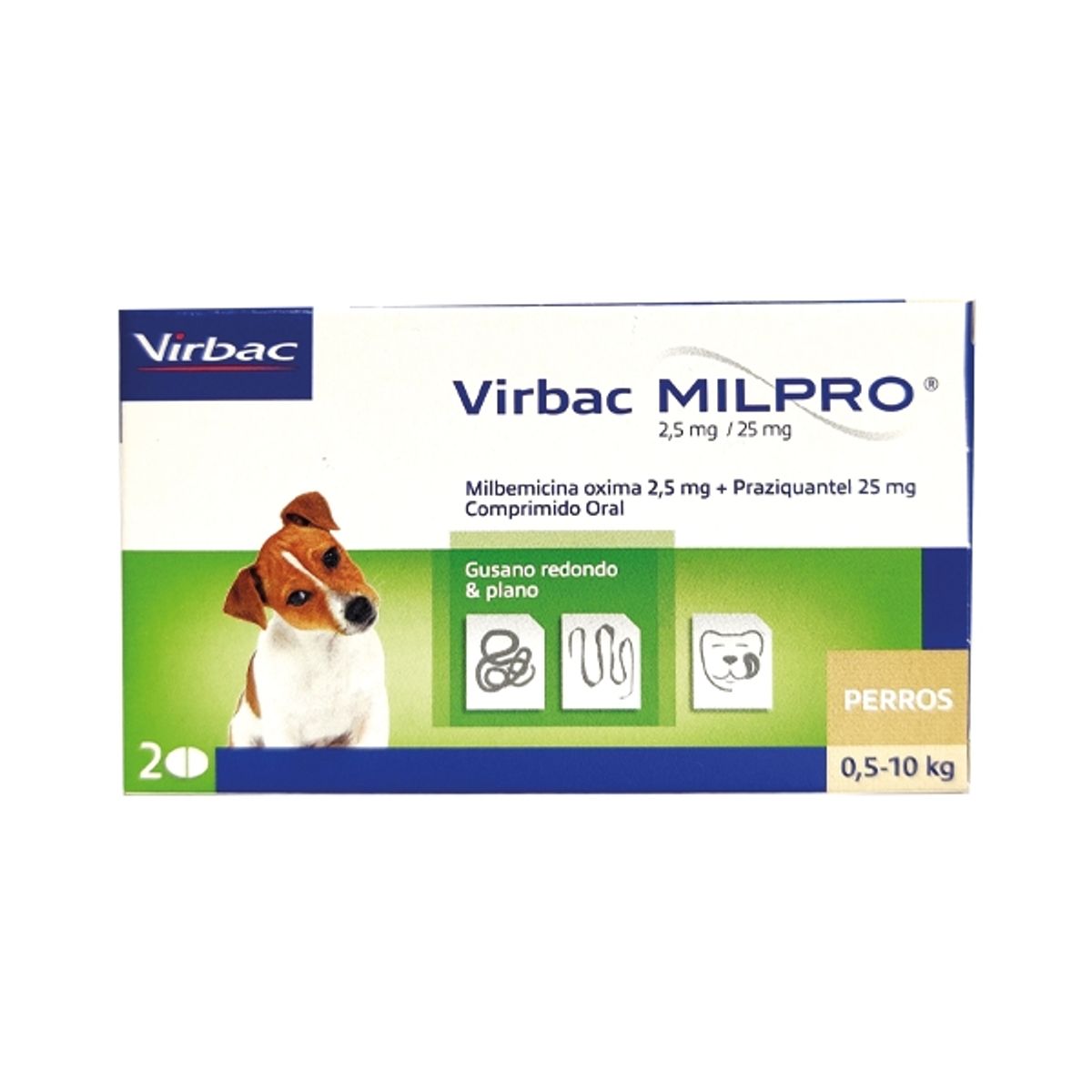 VIRBAC - Milpro Antiparasitario Interno Perro 2,5mg/25mg  Virbac 2 Comprimidos