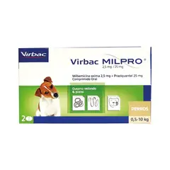 VIRBAC - Milpro Antiparasitario Interno Perro 2,5mg/25mg 2 Comprimidos