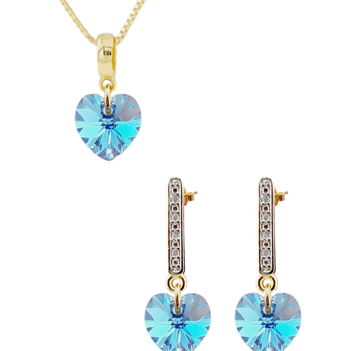 JOYAS MONTERO - Conjunto Romance Gold 24K creado con cristales de Swarovski® Aquamarine
