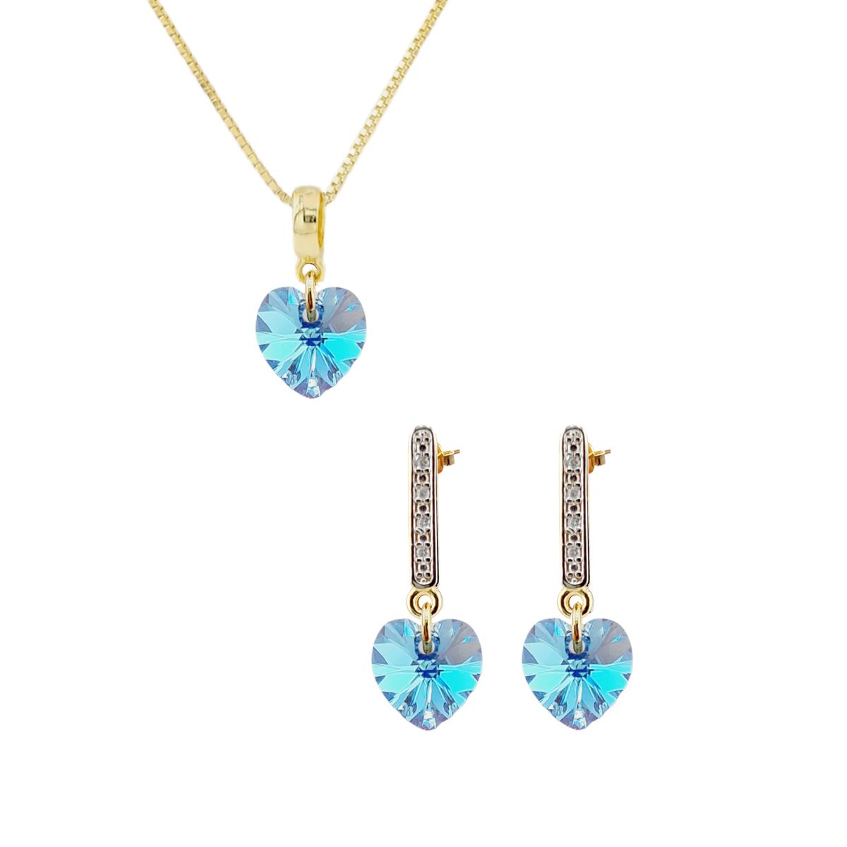JOYAS MONTERO - Conjunto Romance Gold 24K creado con cristales de Swarovski® Aquamarine