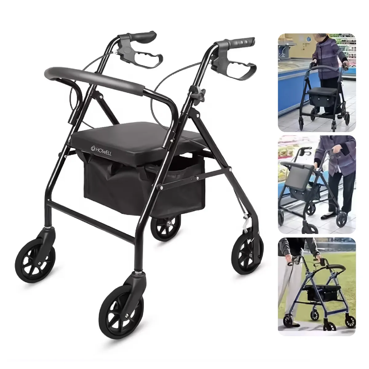 HOWELL - Burrito Ortopedico Andador Howell 4 Ruedas Freno y Asiento