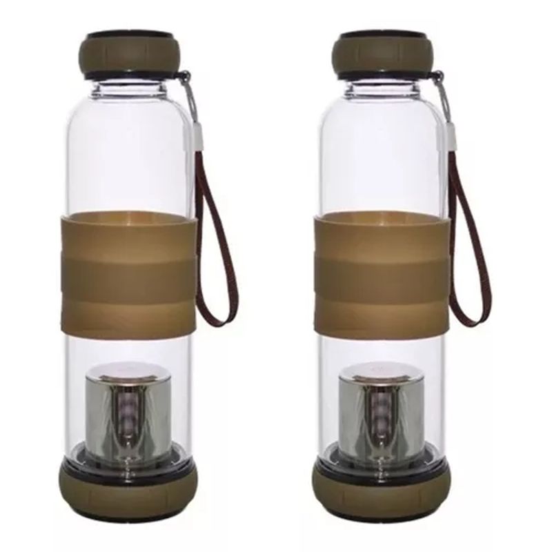 GENERICO - Pack X2 Infusores Te Botella Vidrio Con Infusor 500 Ml Mate