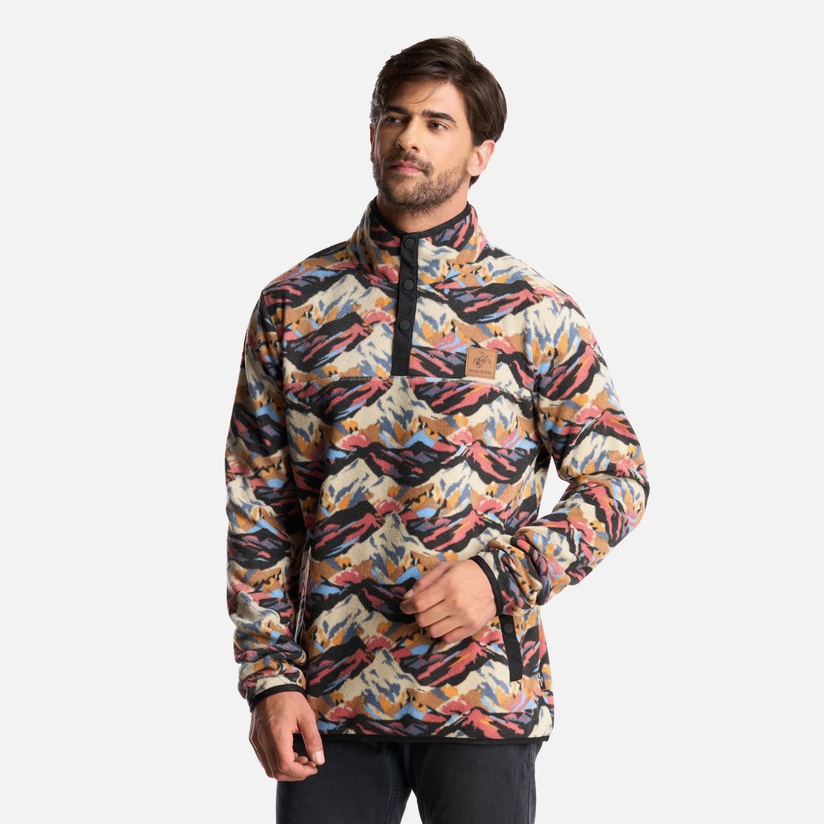 HAKA HONU - Poleron Hombre Tokerau Print Negro Haka Honu