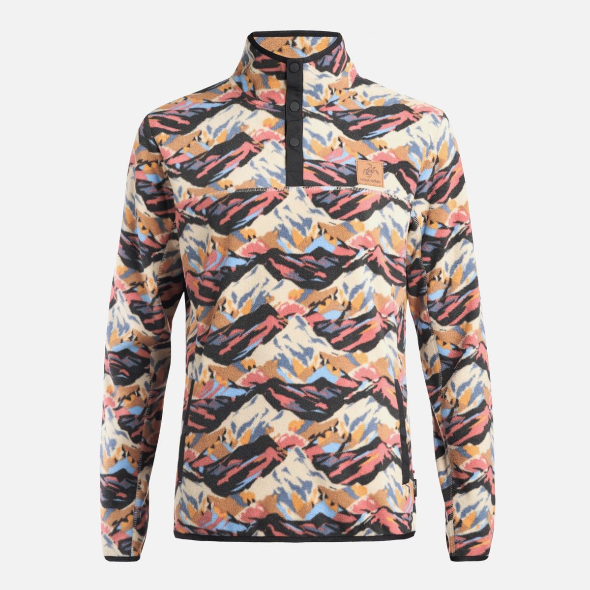 HAKA HONU - Poleron Hombre Tokerau Print Negro Haka Honu