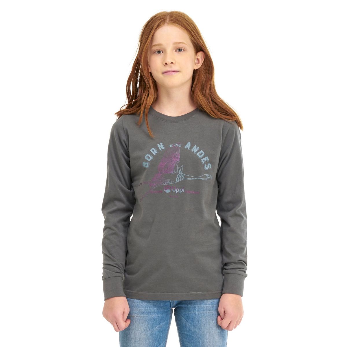 LIPPI - Polera Teen Girl Range Long-Sleeve Cotton T-Shirt Azul Grisaceo Lippi