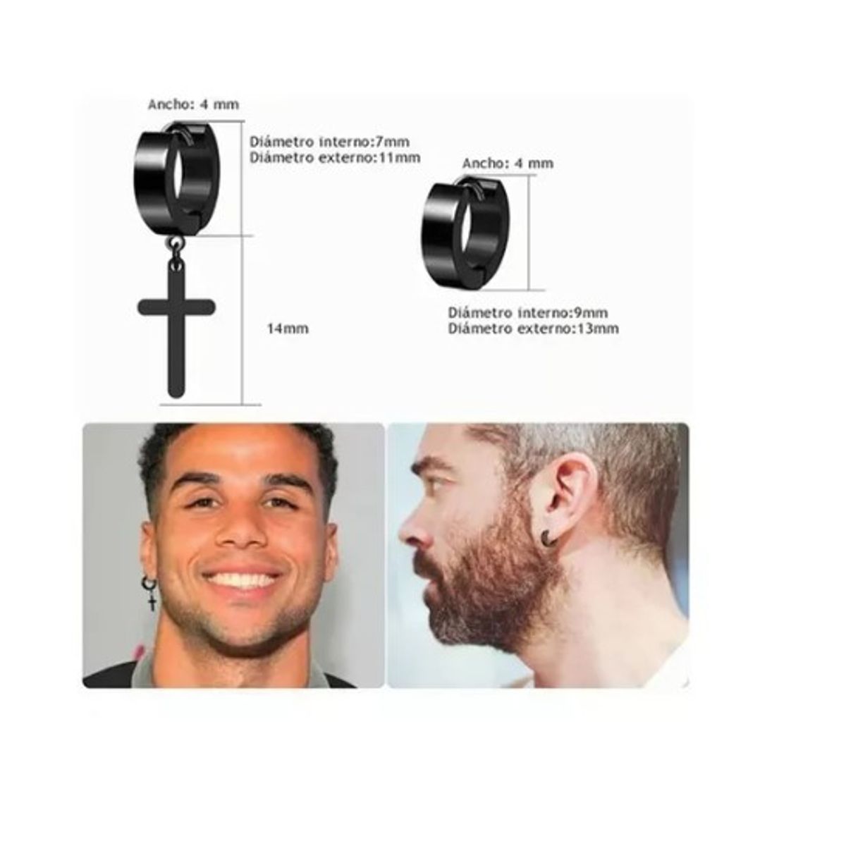 GENERICO - Pack 8 Pares Aretes Hombre Con Piercing, Arracadas Hombre