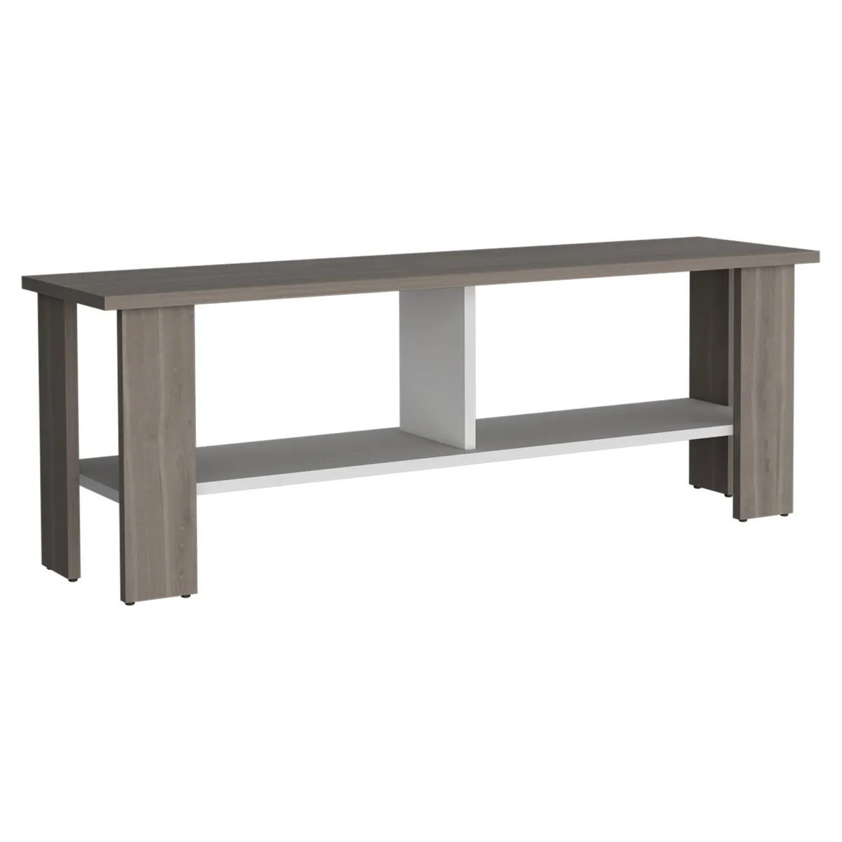 FMFURNITURE - Rack TV 50" Con 2 Repisas - Café Claro y Black 42.1x120.3x31.1 cm