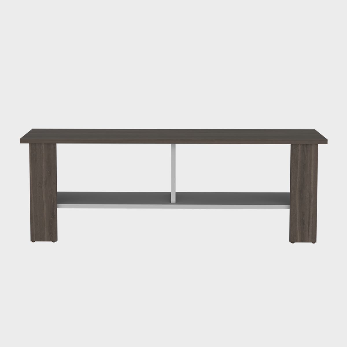 FMFURNITURE - Rack TV 50" Con 2 Repisas - Café Claro y Blanco 42.1x120.3x31.1 cm