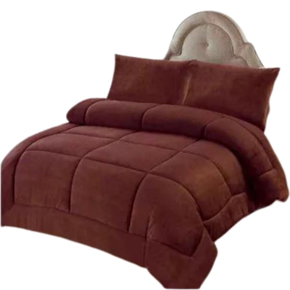 GENERICO - Cobertor Plumón Invierno Liso Cama 2 Plazas MARRON