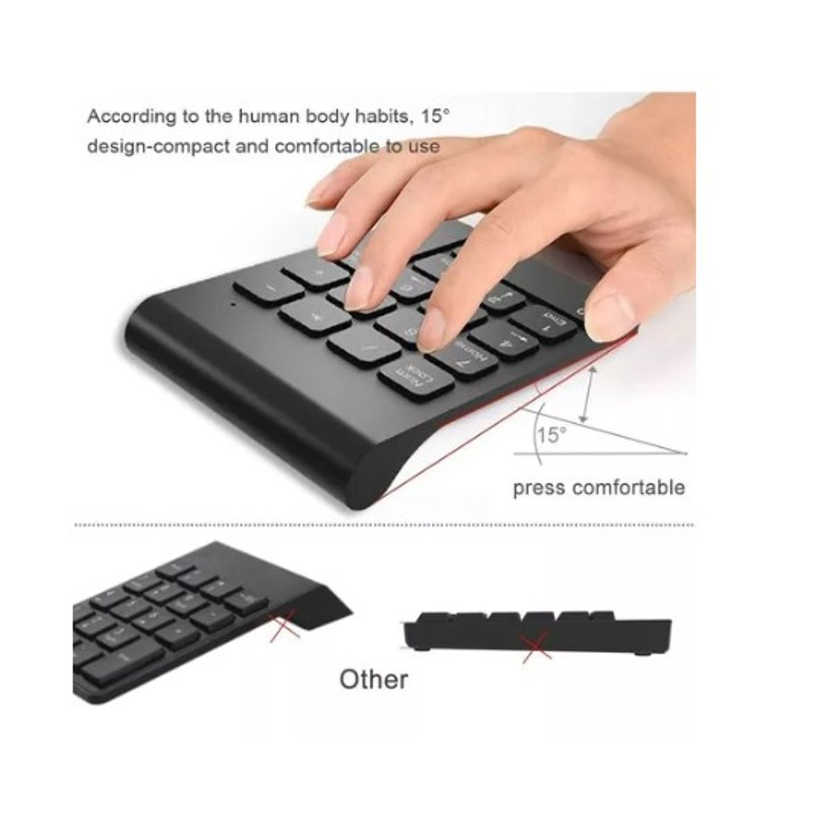 GENERICO - Teclado Numérico Inalámbrico Usb Ergonómico Avatto