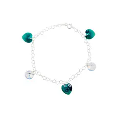 JOYAS MONTERO - Pulsera Romance Plata Italiana 925 Cristal Genuino Emerald Shimmer