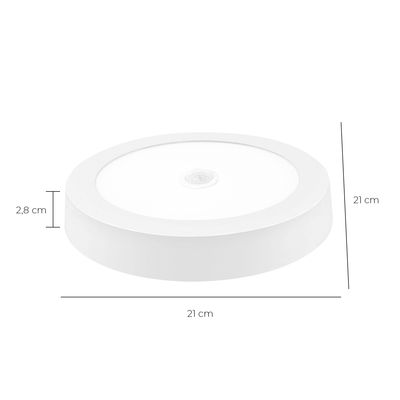 Imagen 2 del producto Panel Redondo LED ECO Sobrepuesto Blanco Con Sensor 18W Neutro