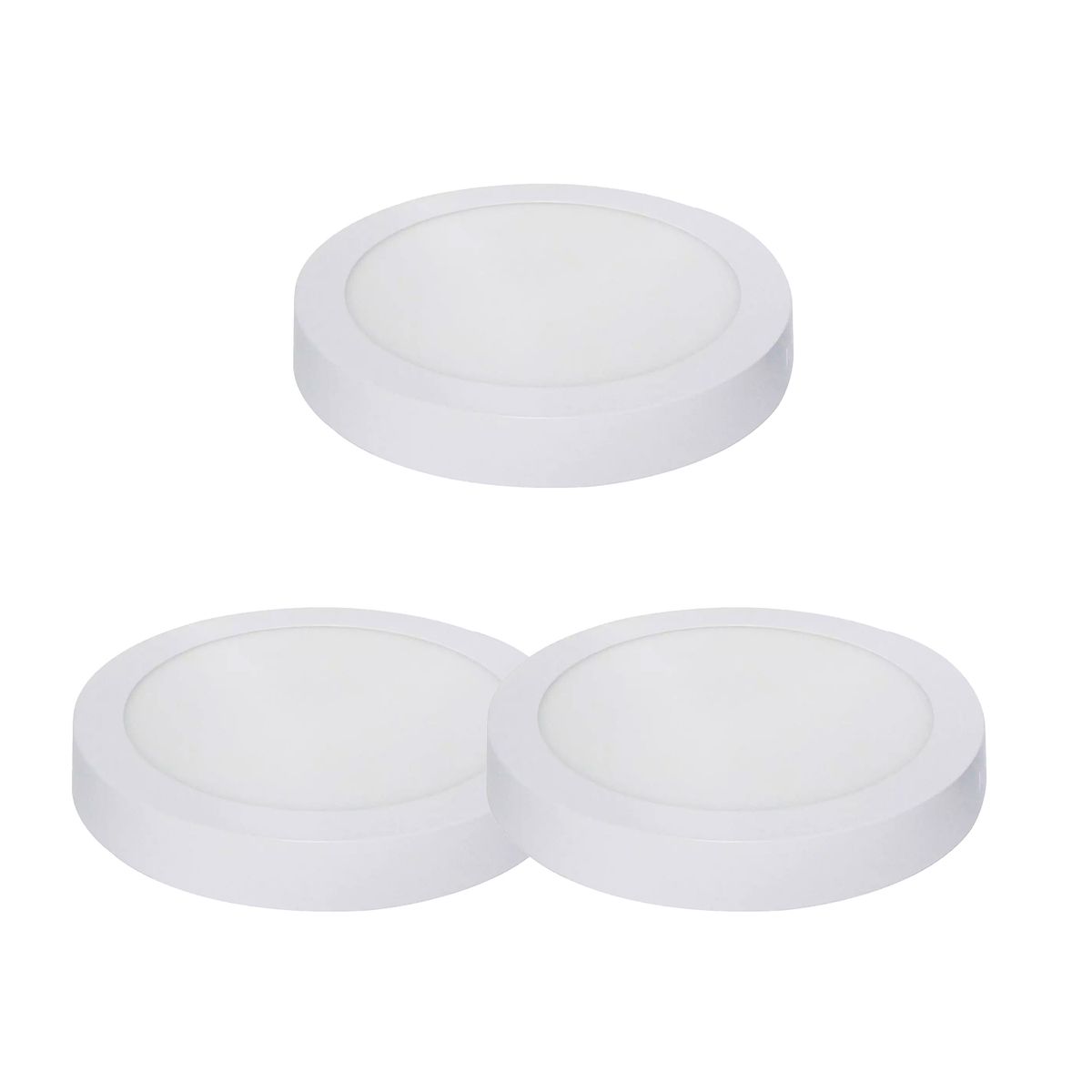 AVC - Pack 3 Panel Redondo LED ECO Sobrepuesto Blanco 6W Frío