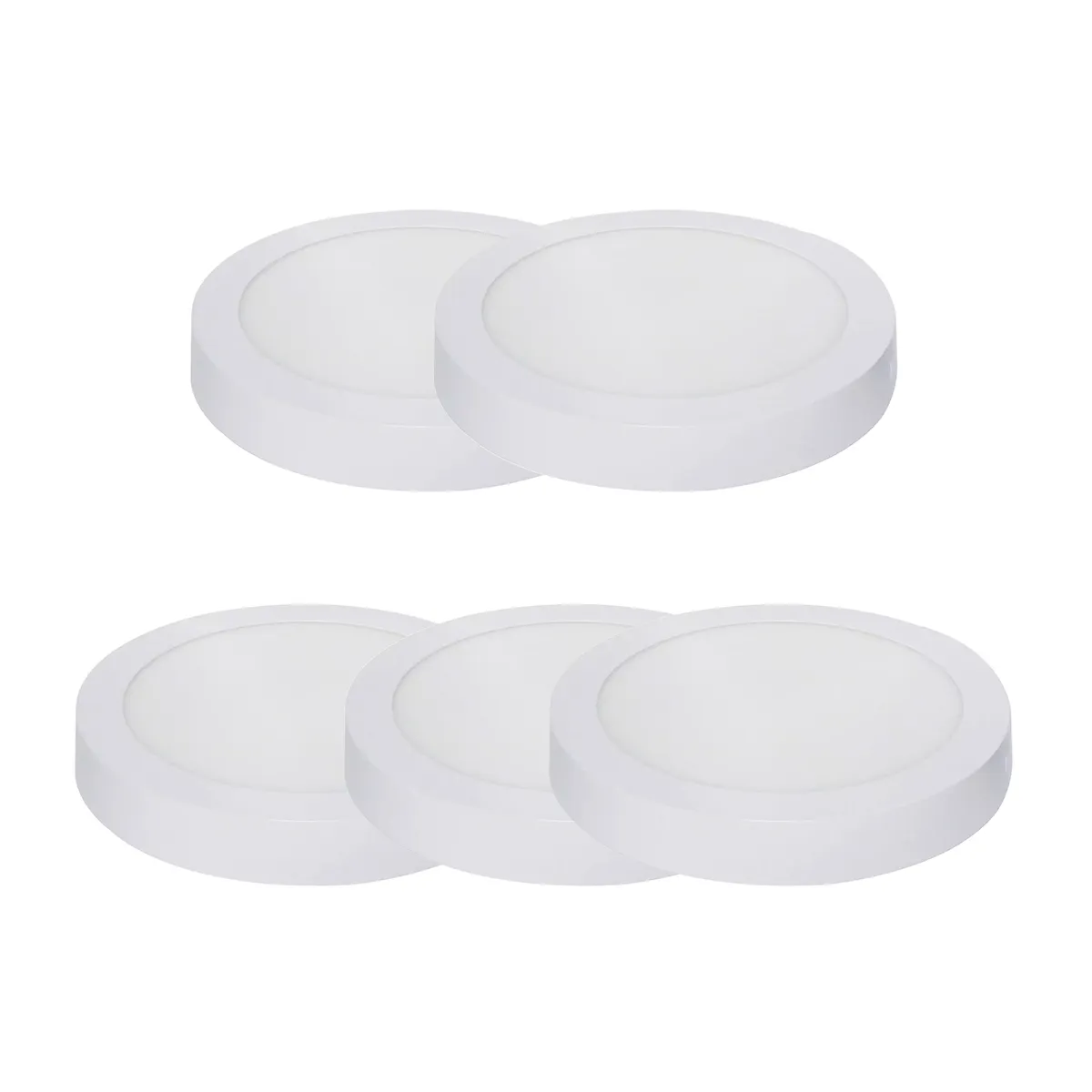 HB LEDS - Pack 5 Panel Redondo LED ECO Sobrepuesto Blanco 6W Frío