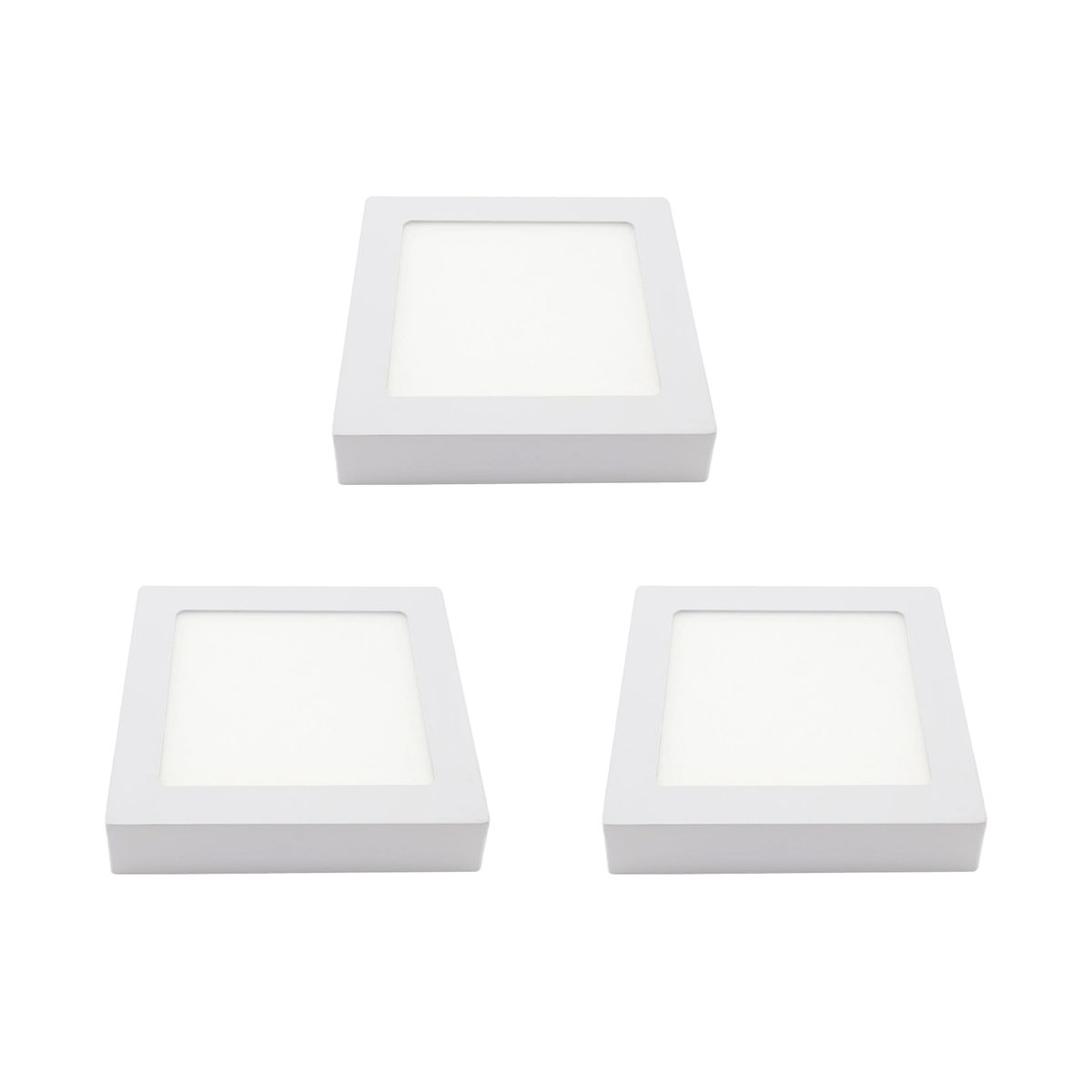 AVC Y VELL MAX - Pack 3 Panel Cuadrado LED ECO Sobrepuesto Blanco 6W Cálido