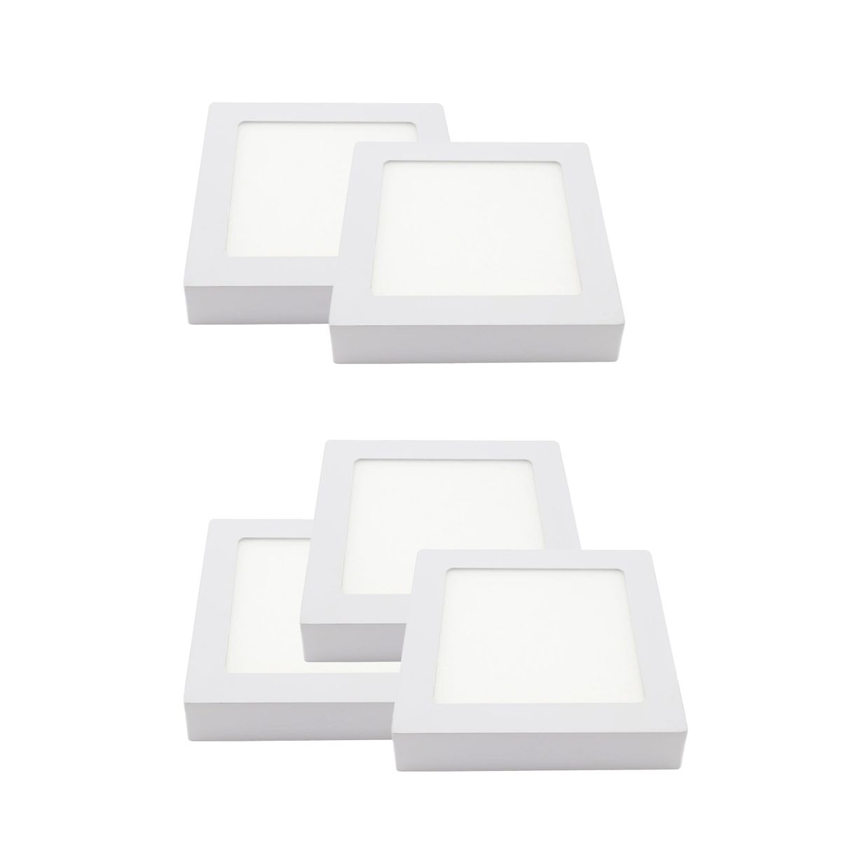 AVC Y VELL MAX - Pack 5 Panel Cuadrado LED ECO Sobrepuesto Blanco 6W Cálido