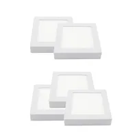 Pack 5 Panel Cuadrado LED ECO Sobrepuesto Blanco 6W Cálido