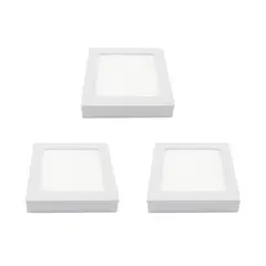 HB LEDS - Pack 3 Panel Cuadrado LED ECO Sobrepuesto Blanco 6W Neutro