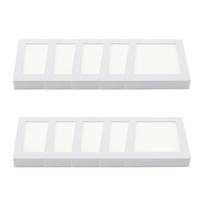 HB LEDS - Pack 10 Panel Cuadrado LED ECO Sobrepuesto Blanco 6W Neutro