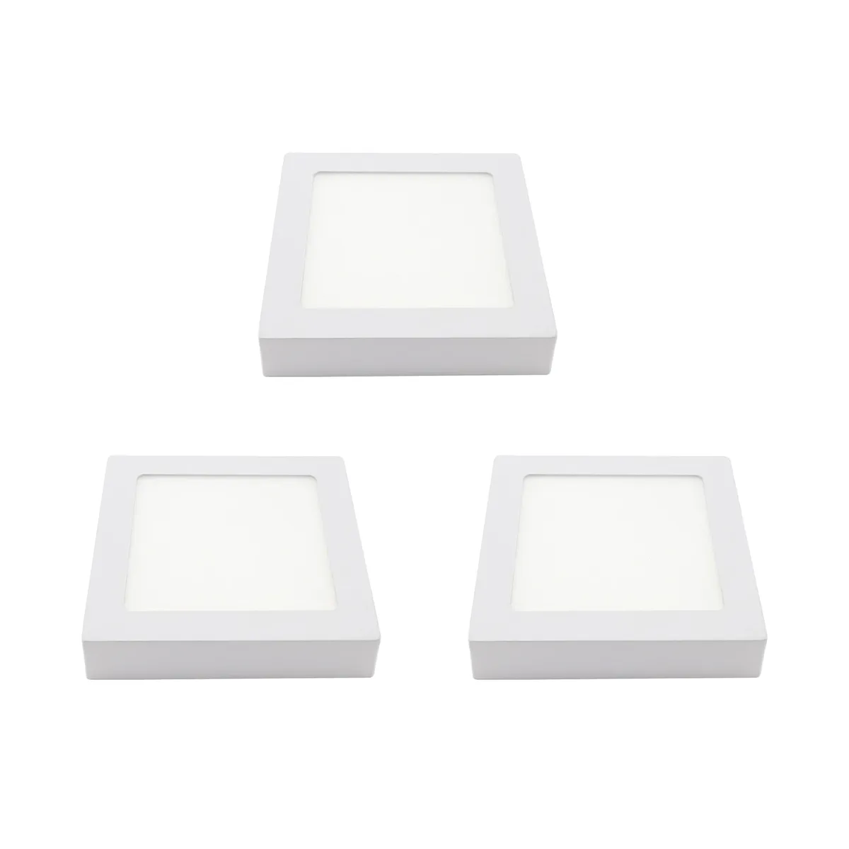 AVC Y VELL MAX - Pack 3 Panel Cuadrado LED ECO Sobrepuesto Blanco 6W Frío
