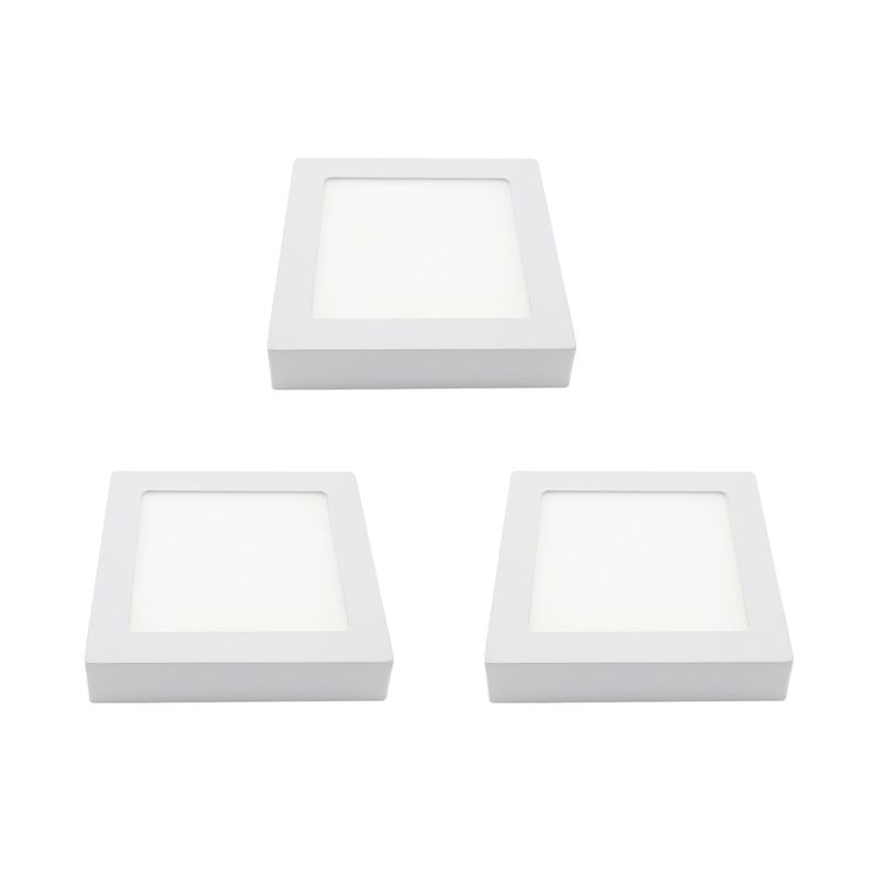 HB LEDS - Pack 3 Panel Cuadrado LED ECO Sobrepuesto Blanco 6W Frío