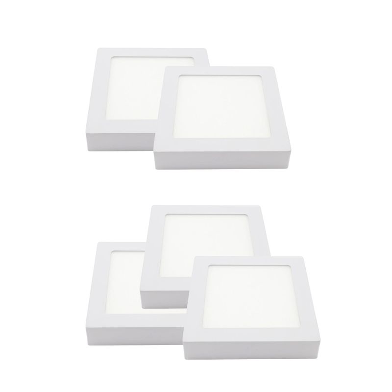 HB LEDS - Pack 5 Panel Cuadrado LED ECO Sobrepuesto Blanco 6W Frío