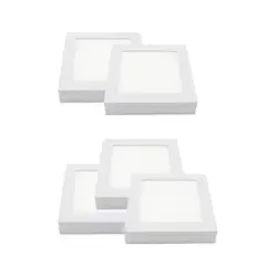 HB LEDS - Pack 5 Panel Cuadrado LED ECO Sobrepuesto Blanco 6W Frío