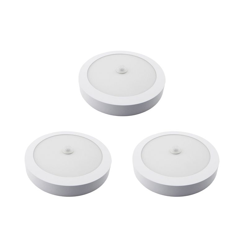 HB LEDS - Pack 3 Panel Redondo LED ECO Sobrepuesto Blanco Con Sensor 18W Cálido