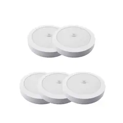 HB LEDS - Pack 5 Panel Redondo LED ECO Sobrepuesto Blanco Con Sensor 18W Frío