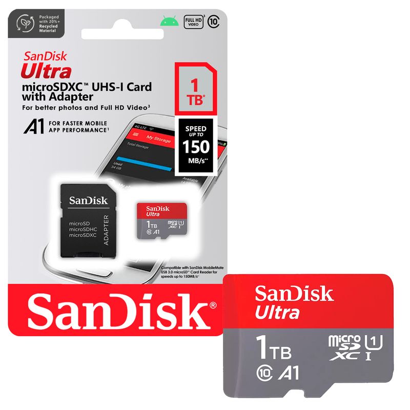 SANDISK - Tarjeta de Memoria MicroSD SanDisk 1TB + Adaptador 150MB/s