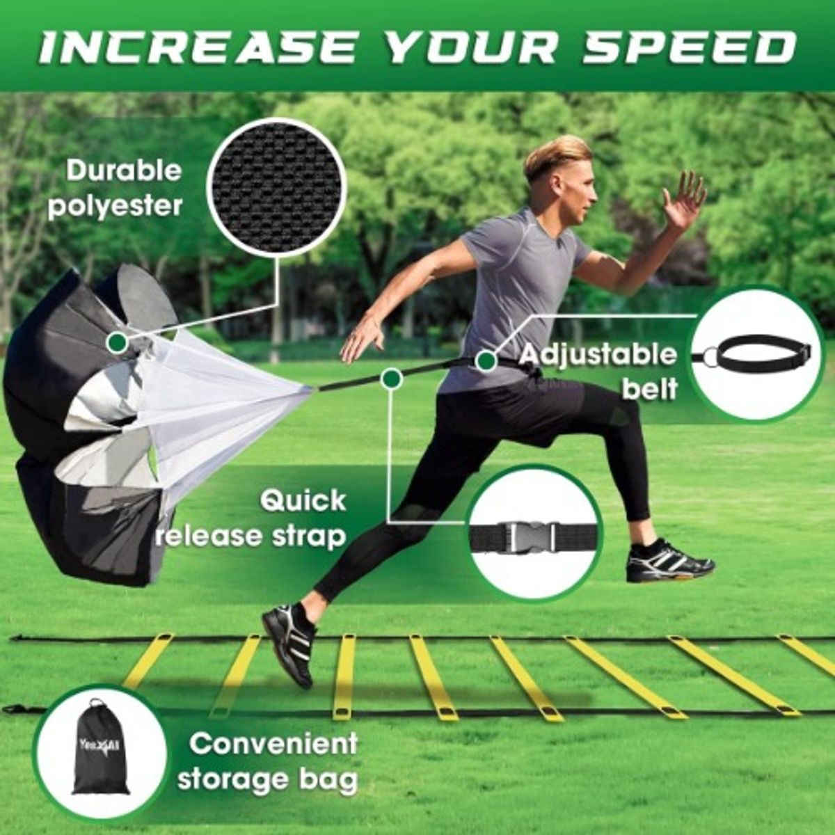 U BUY - Kit De Entrenamiento Cono+escalera+paracaídaagilidadfutbol