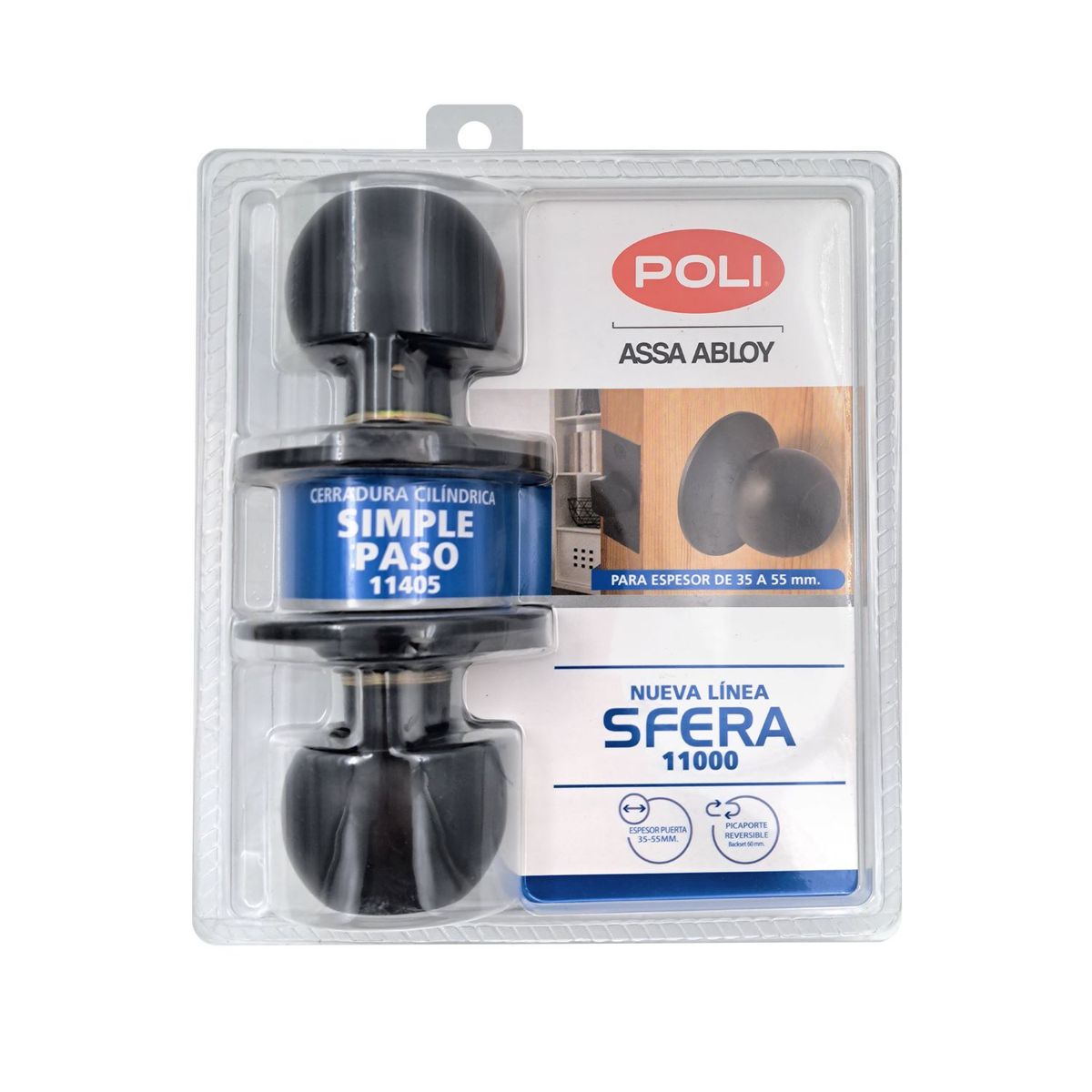 POLI - Cerradura Cilíndrica POLI Sfera Libre Paso Negro