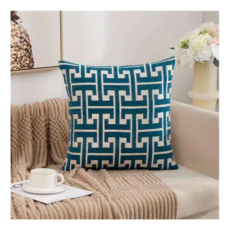 GENERICO - Funda Decorativa De Cojin Modelo Chenille Elegante - Azul - 45
