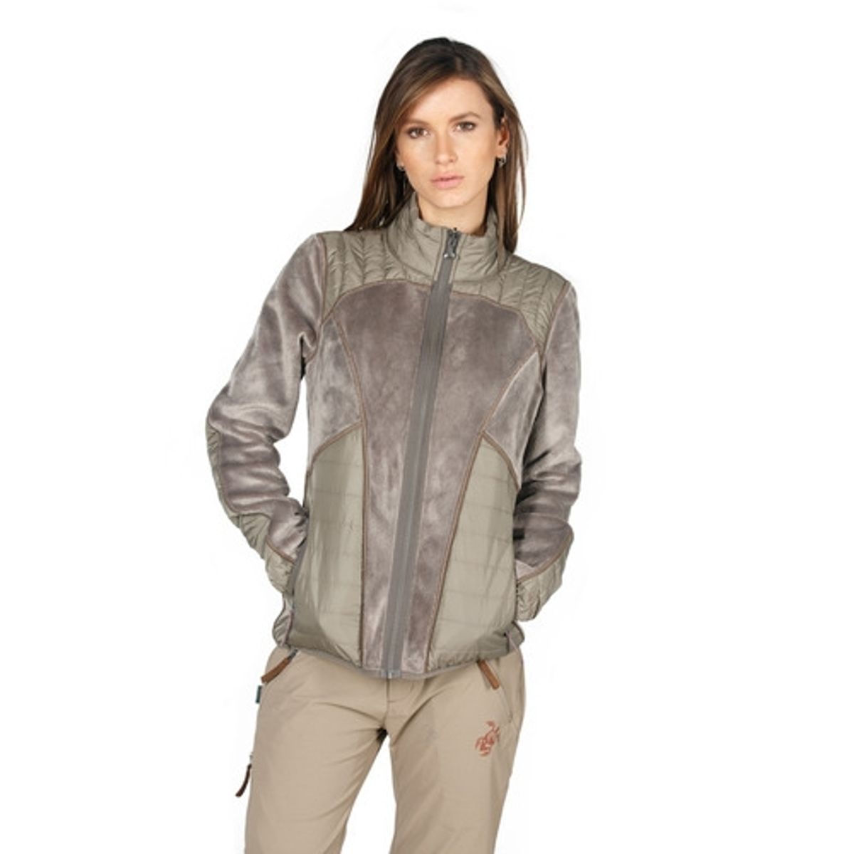 HAKA HONU - Poleron Mujer Irreverente Gris Haka Honu