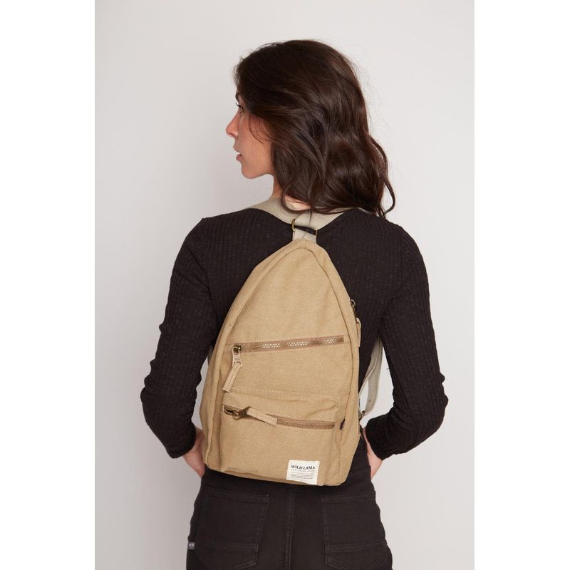 WILD LAMA - Mochila Alba Orgánica Beige Wild Lama