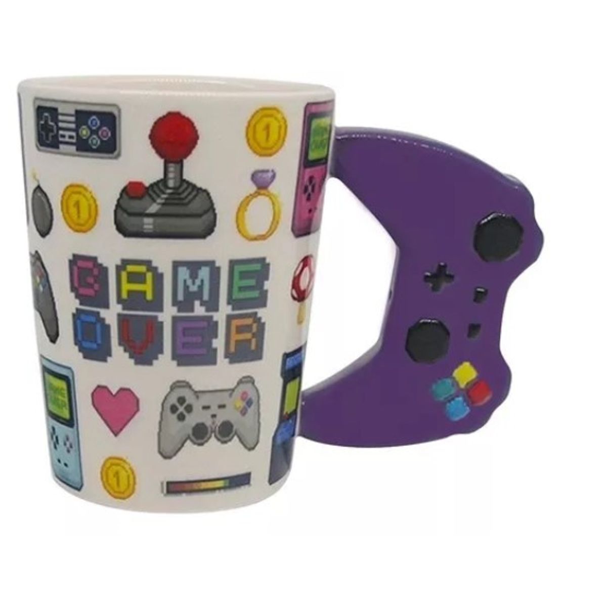GENERICO - Taza Tazon De Ceramica Joystick Xbox Morado Game Over