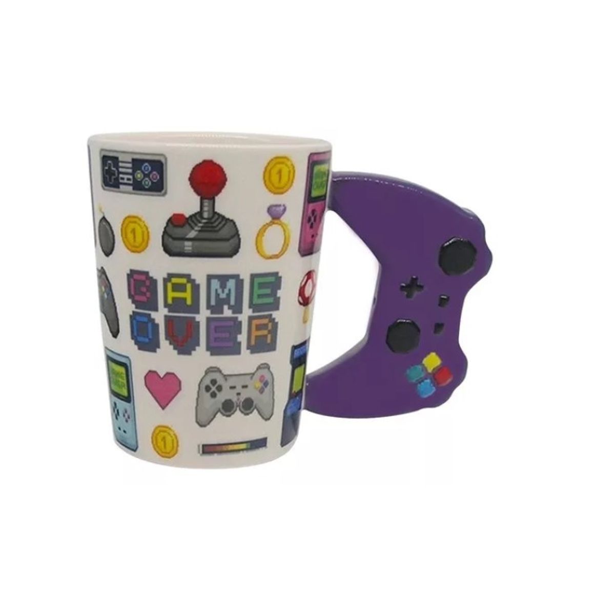 GENERICO - Taza Tazon De Ceramica Joystick Xbox Morado Game Over