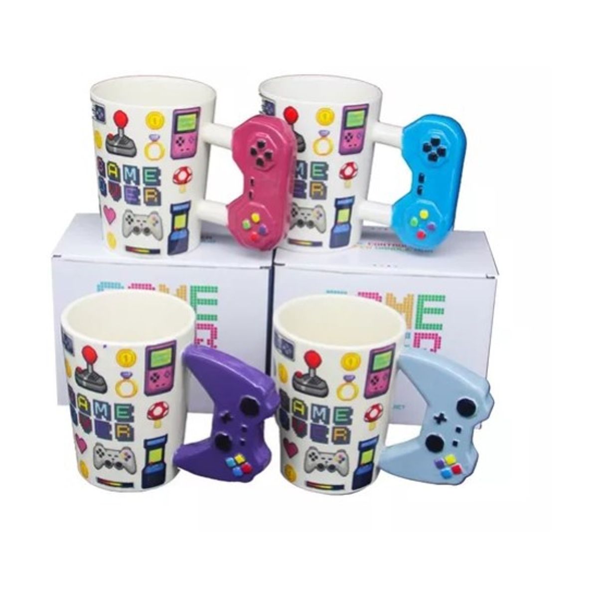 GENERICO - Taza Tazon De Ceramica Joystick Xbox Morado Game Over