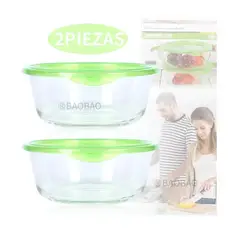 GENERICO - Set 2 tupper Herméticos De Vidrio Para Comida Taper Comida