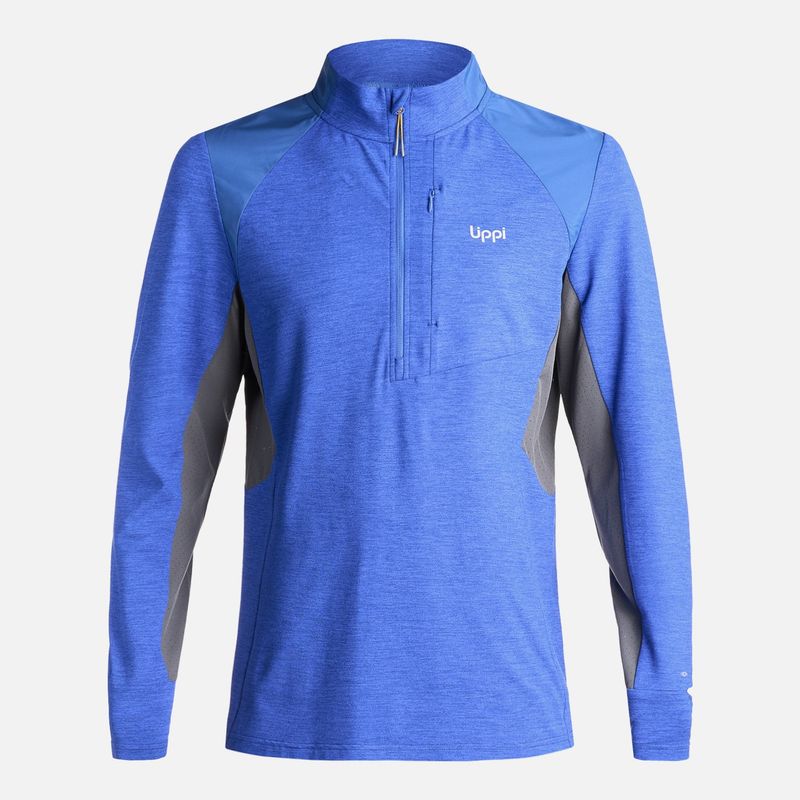 LIPPI - Poleron Hombre Egger 1/4 Zip Melange Azul Lippi