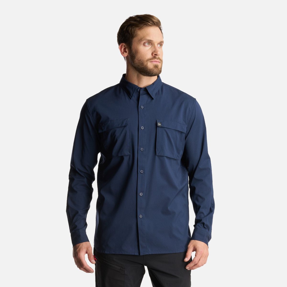 LIPPI - Camisa Hombre Rosselot Long Sleeve Q-Dry Shirt Azul Marino Lippi