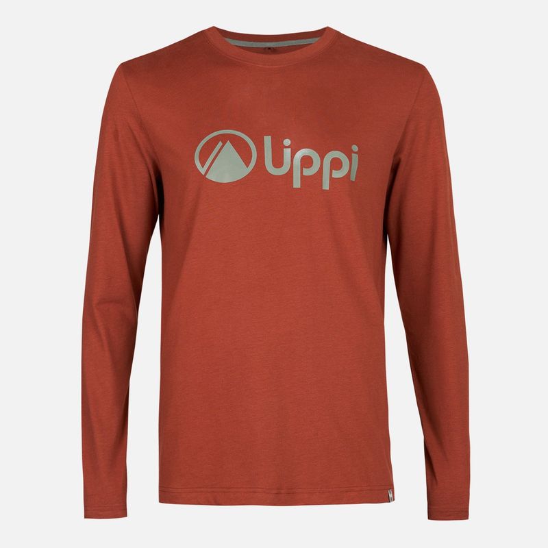 LIPPI - Polera Hombre Logo Lippi Long Sleeve T-Shirt Terracota Lippi