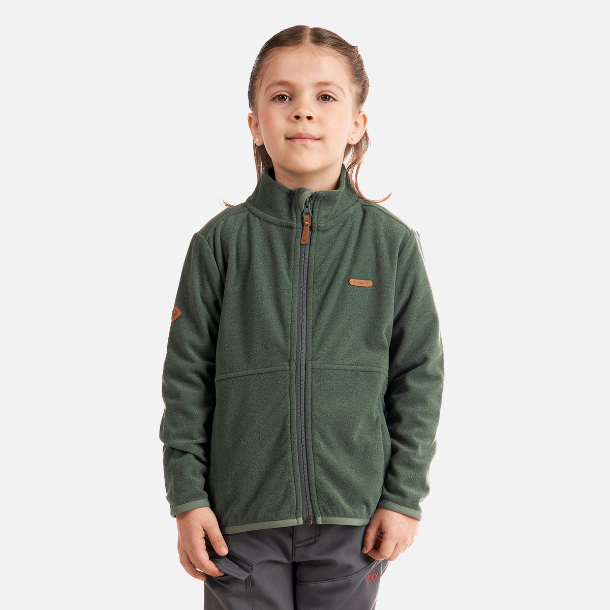LIPPI - Poleron Niña Stripes Nano-F Full Zip Verde Grisaceo Lippi