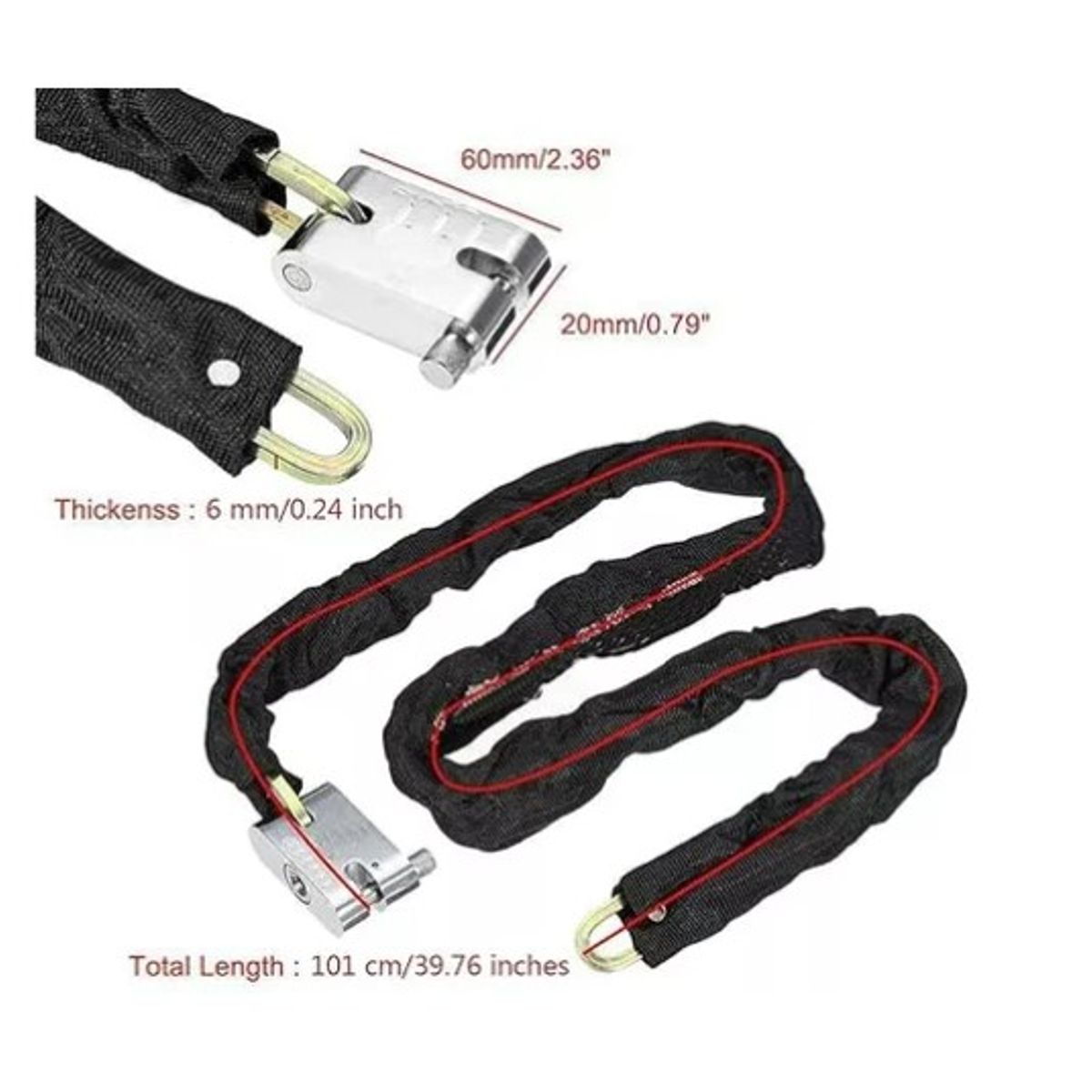 GENERICO - Candado Cadena Para Motos Bicicleta 90cm excelente Seguri