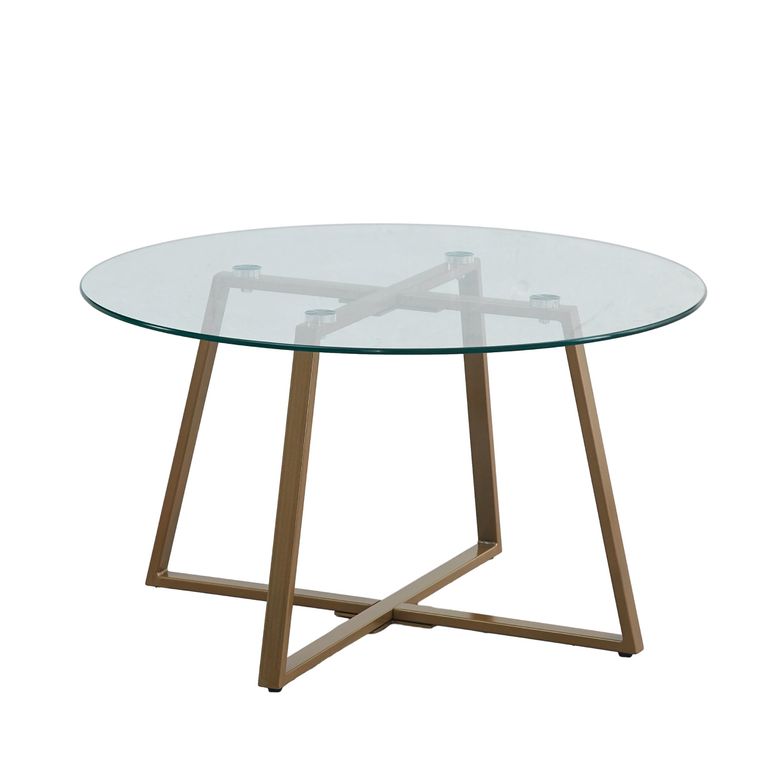 Mesa de centro Gold redonda vidrio 80 cm