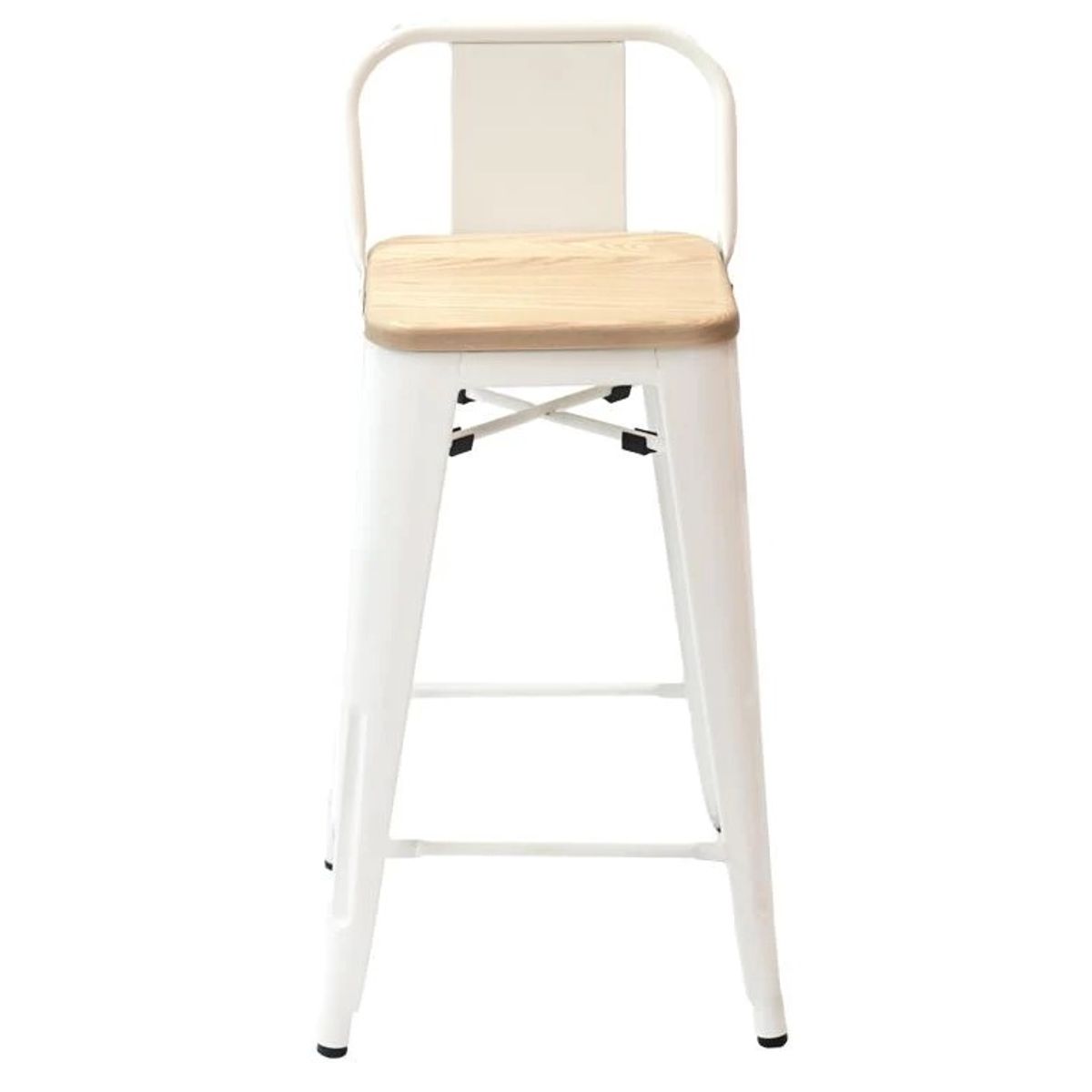 HABITA2 CHILE - Pack de 4 Taburetes Piso Metal Tolix Asiento de madera 76 cm - Blanco