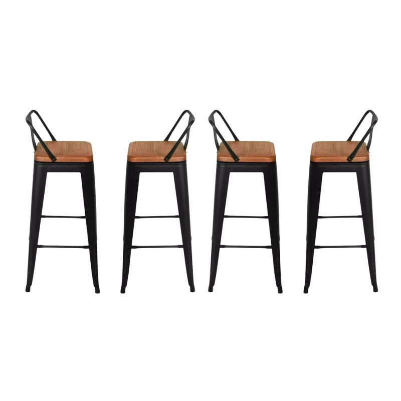 HABITA2 CHILE - Pack de 4 Taburetes Piso Metal Tolix Asiento de madera oscura 76 cm Negro