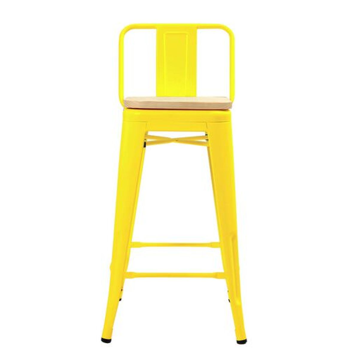 HABITA2 CHILE - Pack de 4 Taburetes Piso Metal Tolix Asiento de madera 76 cm - Amarillo