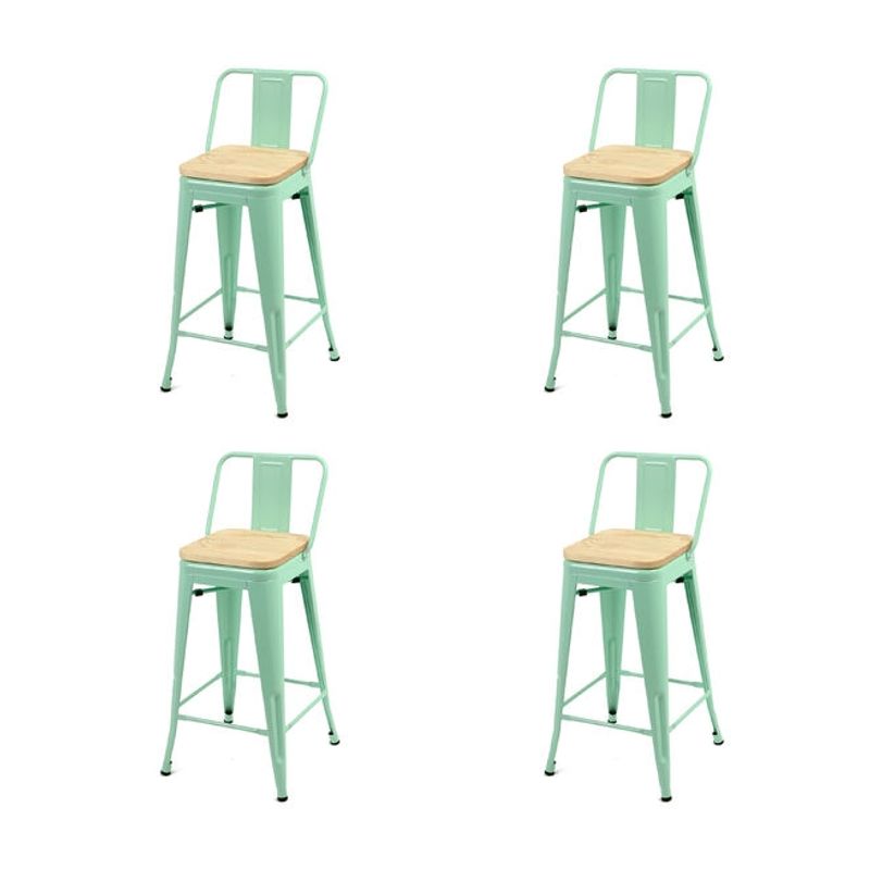 GENERICO - Pack de 4 Taburetes Piso Metal Tolix Asiento de madera 76 cm - Menta
